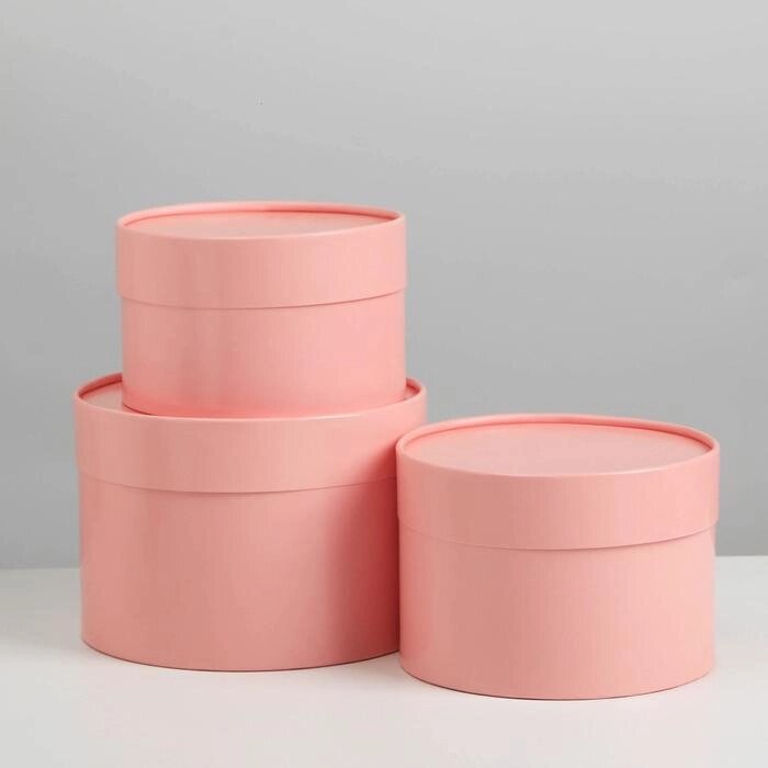 Набор шляпных коробок 3 в1 (16*10,14*9,13*8,5) розовый от компании Интернет-гипермаркет «MOLL» - фото 1