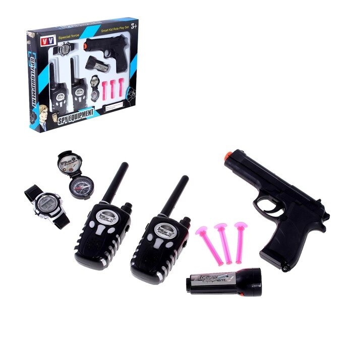 Набор шпиона "Спецагент": 2 рации, пистолет, часы, фонарик, компас от компании Интернет-гипермаркет «MOLL» - фото 1