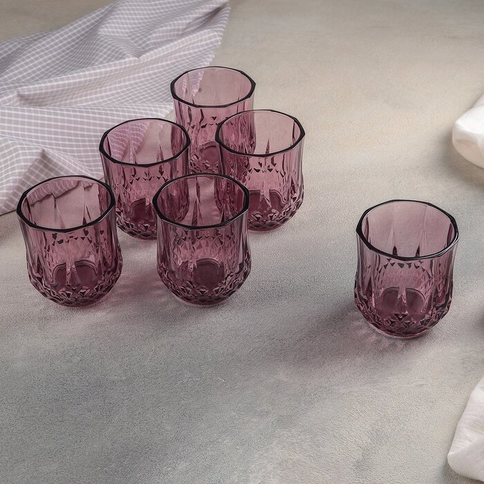 Набор стаканов 200 мл "Грани", 6 шт, цвет розовый от компании Интернет-гипермаркет «MOLL» - фото 1