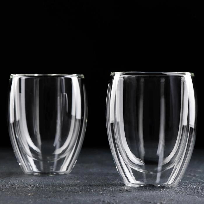 Набор стаканов с двойными стенками Magistro "Поль", 350 мл, 2 шт, 8,512 см от компании Интернет-гипермаркет «MOLL» - фото 1