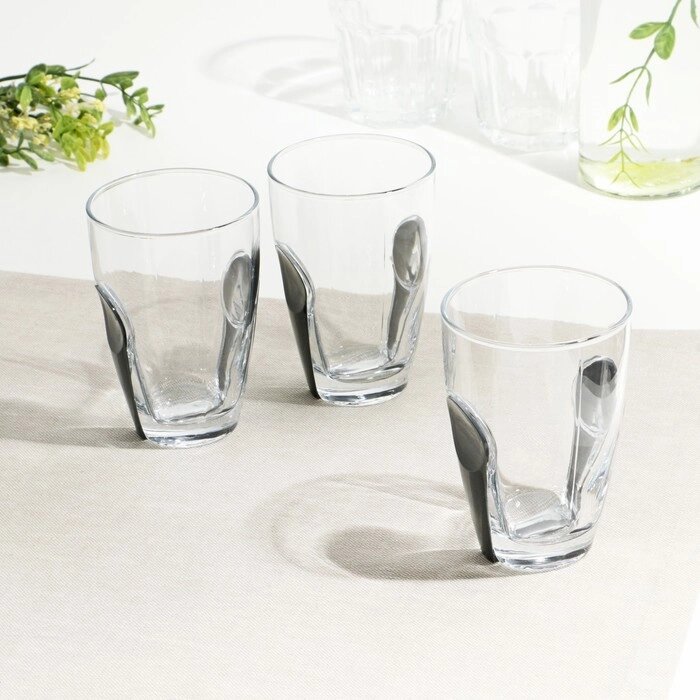 Набор стаканов "Снэп", стеклянный, 260 мл, 3 шт, серый пластиковый аксессуар от компании Интернет-гипермаркет «MOLL» - фото 1