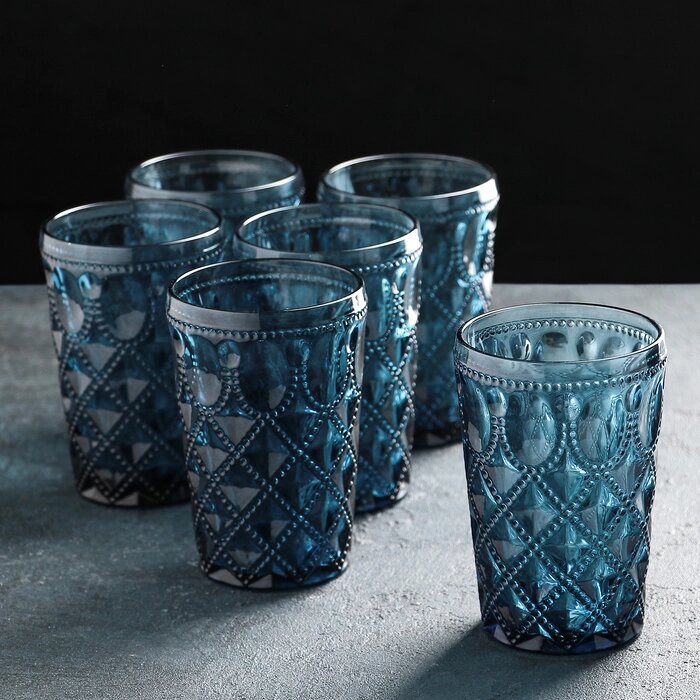 Набор стаканов "Варьете", 465 мл, 8,514 см, 6 шт, цвет синий от компании Интернет-гипермаркет «MOLL» - фото 1