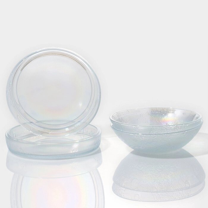 Набор стеклянных тарелок "Космос", 4 предмета: 2 тарелки 18,55,5 см, 2 тарелки 19,83,5 см, цвет от компании Интернет-гипермаркет «MOLL» - фото 1