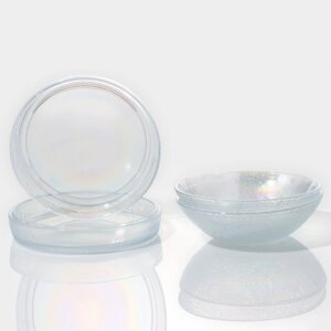 Набор стеклянных тарелок "Космос", 4 предмета: 2 тарелки 18,55,5 см, 2 тарелки 19,83,5 см, цвет