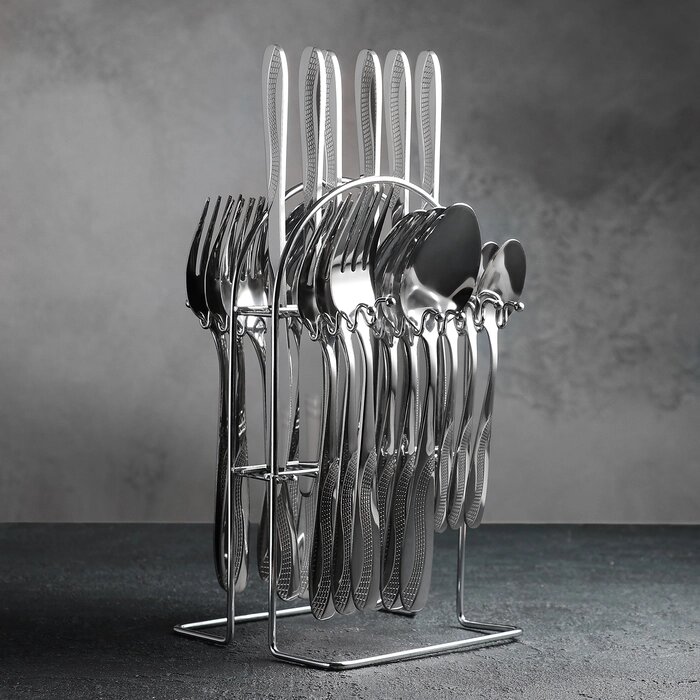 Набор столовых приборов "Водопад", 24 предмета, на подставке от компании Интернет-гипермаркет «MOLL» - фото 1
