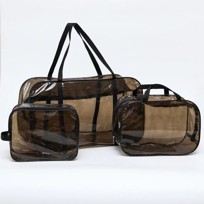 Набор сумок в роддом, 3 шт., цветной ПВХ, цвет черный от компании Интернет-гипермаркет «MOLL» - фото 1