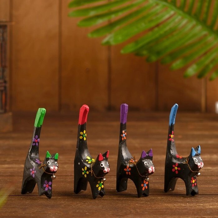 Набор сувенирный "Тёмные кошечки"(4 шт) 7,5х5х11 см от компании Интернет-гипермаркет «MOLL» - фото 1