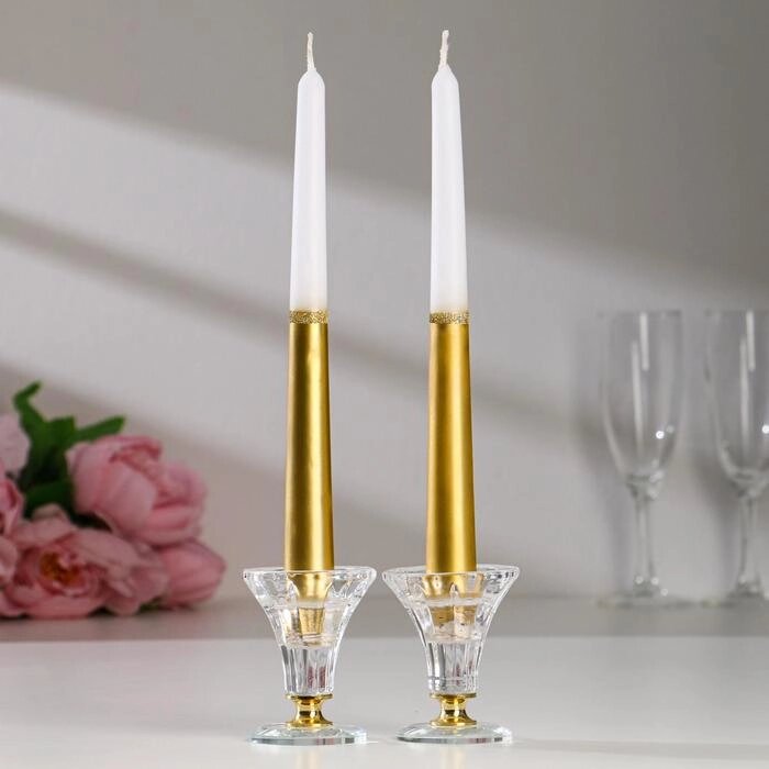 Набор свечей античных, 2,3х 24,5 см,  2 штуки, золотисто-белый от компании Интернет-гипермаркет «MOLL» - фото 1