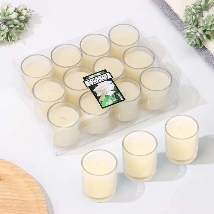 Набор свечей ароматических в стакане "Гардения жасминовидная", 12 шт, 4,5х5 см от компании Интернет-гипермаркет «MOLL» - фото 1