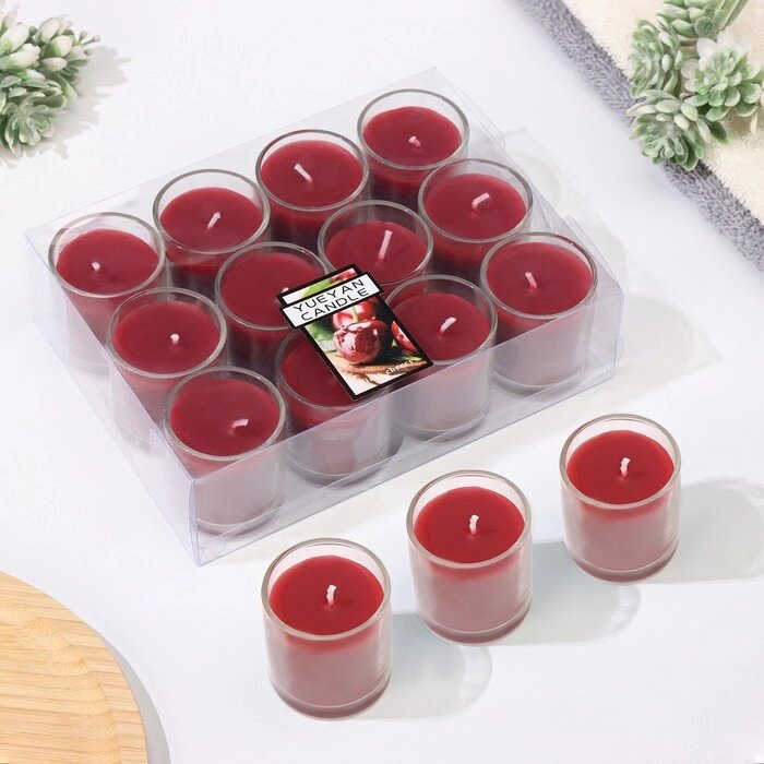 Набор свечей ароматических в стакане "Вишня", 12 шт, 4,5х5 см от компании Интернет-гипермаркет «MOLL» - фото 1