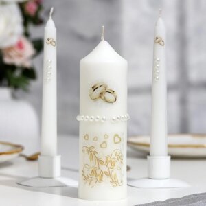 Набор свечей "Свадебный"1 Белый, ручная работа