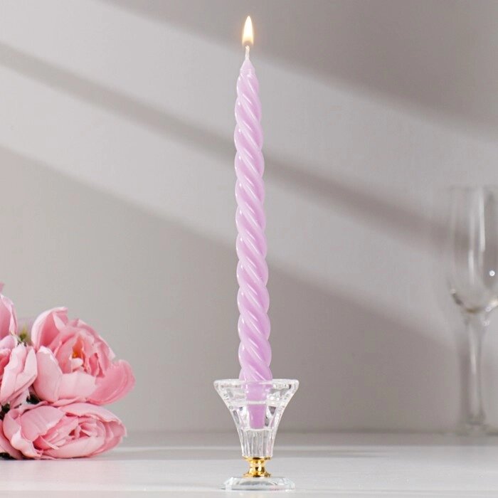 Набор свечей витых, 2,3х 24,5 см, 4 штуки, сиреневый от компании Интернет-гипермаркет «MOLL» - фото 1