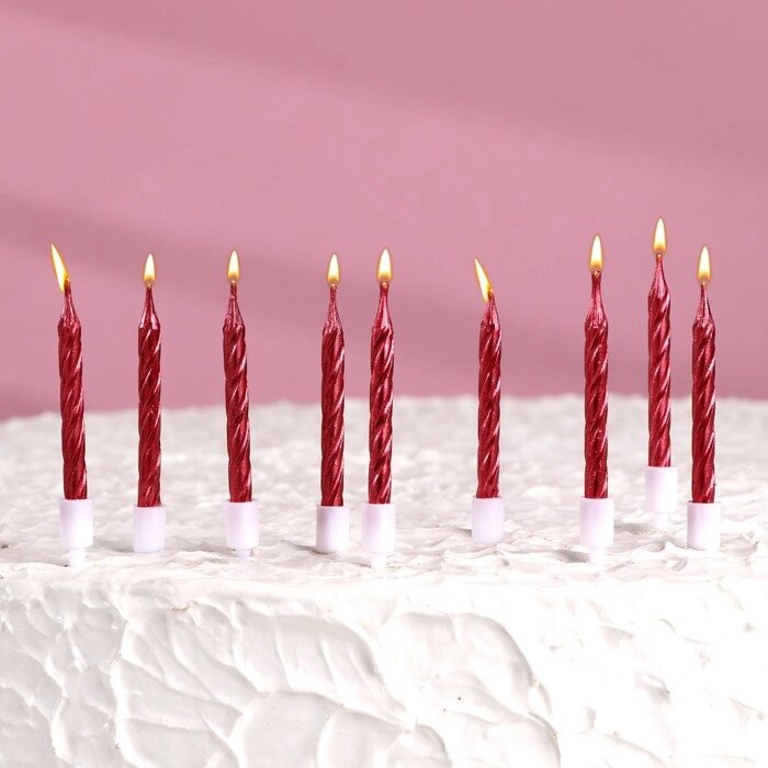 Набор свечи в торт "Спираль", 200шт, 7 см, красный металлик от компании Интернет-гипермаркет «MOLL» - фото 1