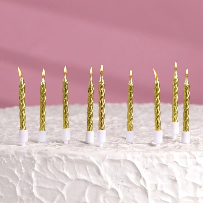 Набор свечи в торт "Спираль", 200шт, 7 см, золотой металлик от компании Интернет-гипермаркет «MOLL» - фото 1