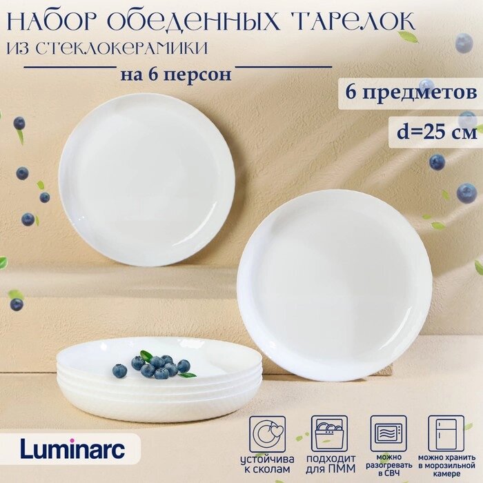Набор тарелок обеденных Luminarc DIWALI SHELLS, d=25 см, стеклокерамика, 6 шт от компании Интернет-гипермаркет «MOLL» - фото 1