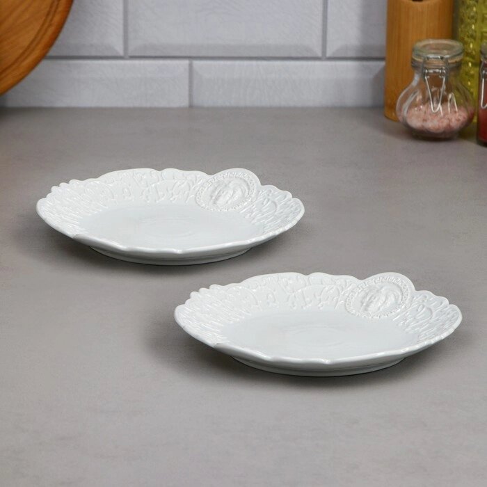 Набор тарелок плоских Veronica, круглые, маленькие, фарфор, Иран от компании Интернет-гипермаркет «MOLL» - фото 1