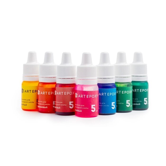 Набор жидких красителей для эпоксидной смолы и силикона (7 цветов по 5 мл) от компании Интернет-гипермаркет «MOLL» - фото 1