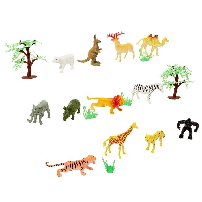 Набор животных "Дикая природа" с аксессуарами, 12 фигурок от компании Интернет-гипермаркет «MOLL» - фото 1