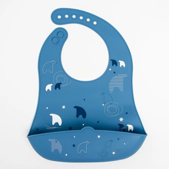 Нагрудник детский "Северный мишка", силиконовый с карманом, цвет голубой от компании Интернет-гипермаркет «MOLL» - фото 1