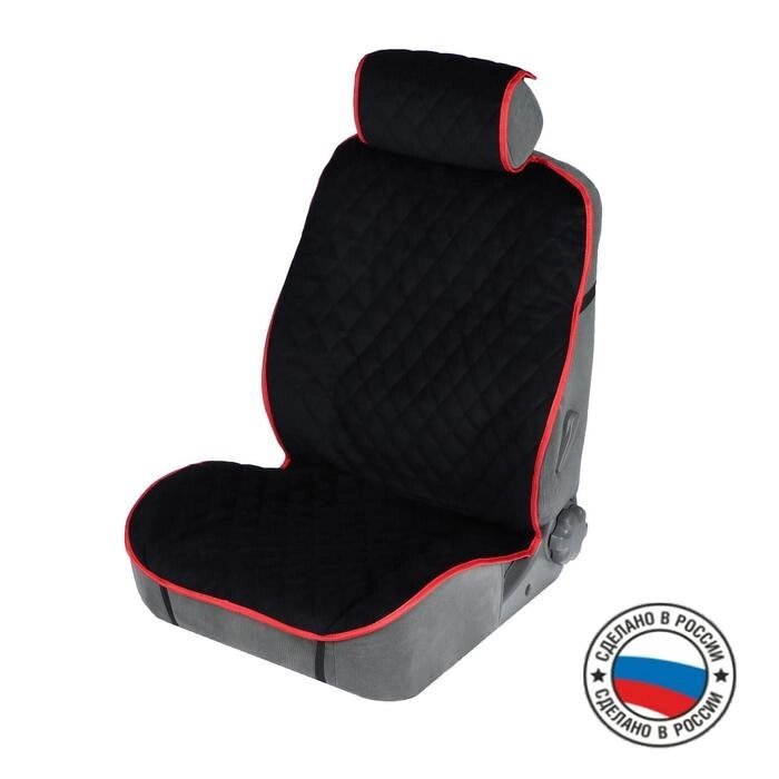 Накидка на переднее сиденье, велюр, размер 55 х 150 см, черный с красным кантом от компании Интернет-гипермаркет «MOLL» - фото 1