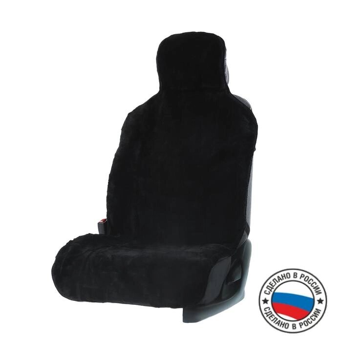Накидка на сиденье, натуральная шерсть, черная от компании Интернет-гипермаркет «MOLL» - фото 1