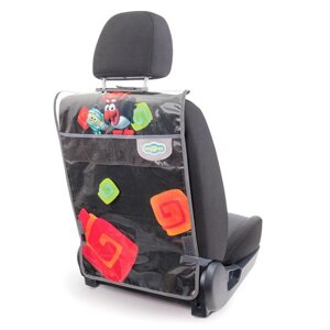 Накидка - незапинайка "Смешарики" для защиты спинки переднего сиденья от ног ребёнка, мягкий прозрачный ПВХ,
