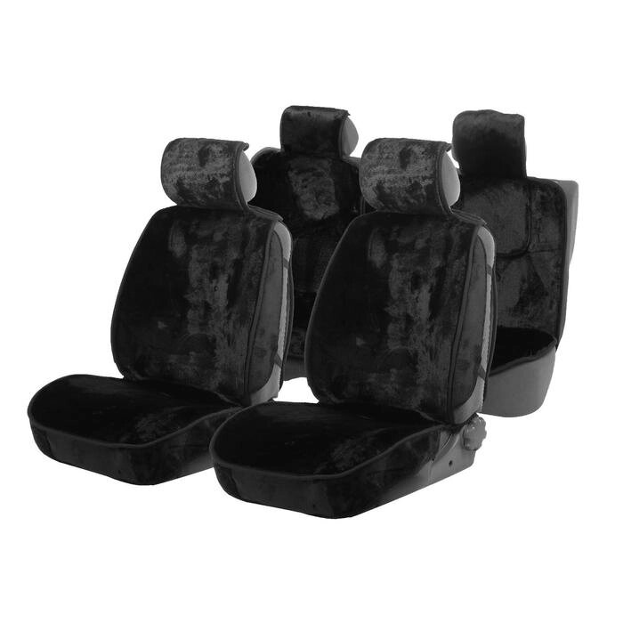 Накидки на сиденья Cartage универсальные, искусственный мех, чёрный, набор 6 шт от компании Интернет-гипермаркет «MOLL» - фото 1
