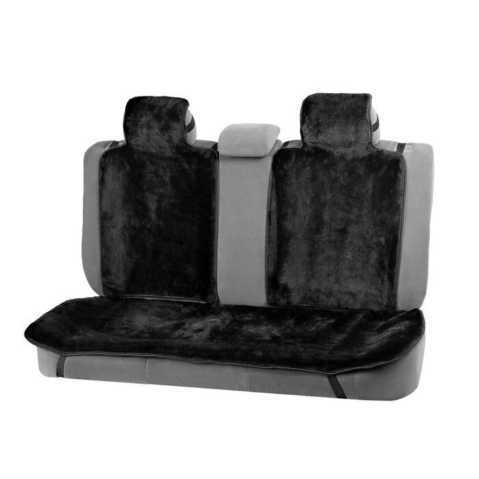 Накидки на заднее сиденье, нат. шерсть, 135 х 55 и 75 х 55 см, черный, набор 3 шт от компании Интернет-гипермаркет «MOLL» - фото 1
