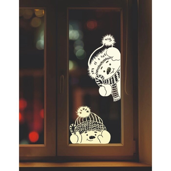 Наклейка декоративная для окон "Два снеговика" 45х45 см от компании Интернет-гипермаркет «MOLL» - фото 1