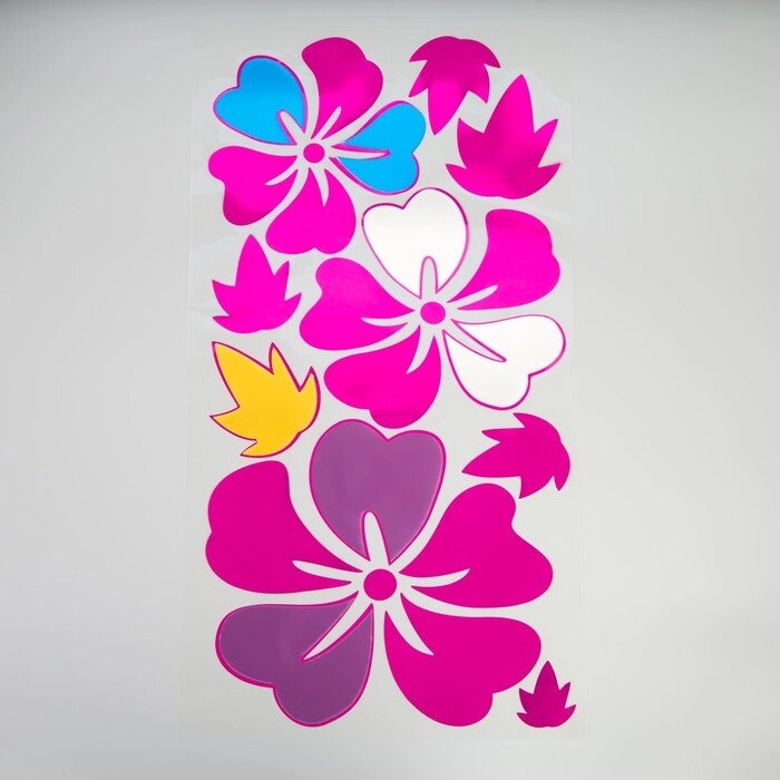 Наклейка интерьерная зеркальная "Крупные цветы" цветная 60х32 см от компании Интернет-гипермаркет «MOLL» - фото 1