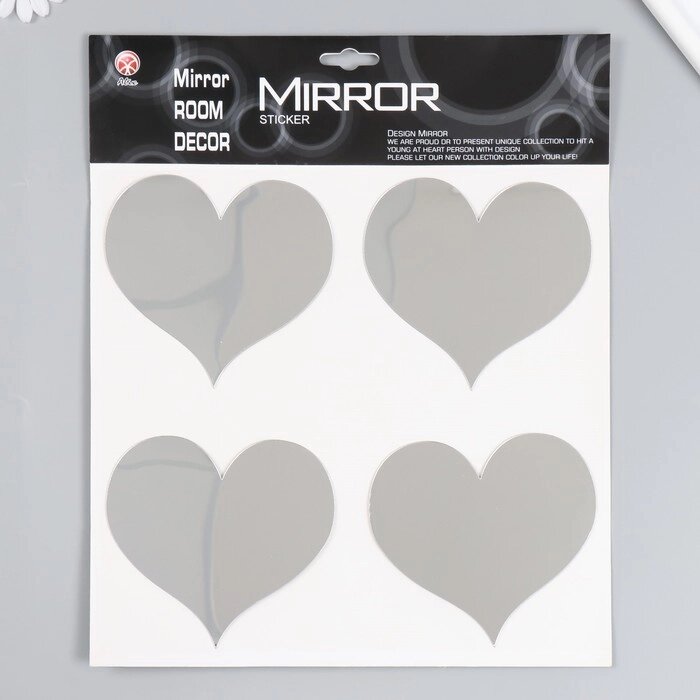 Наклейка интерьерная зеркальная "Сердечки" 38х31 см от компании Интернет-гипермаркет «MOLL» - фото 1