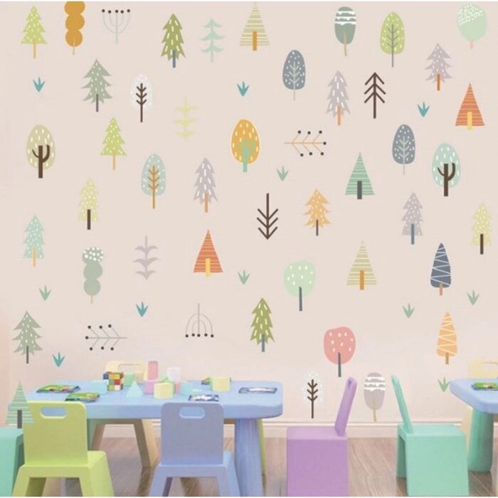 Наклейка пластик интерьерная цветная "Цветной лес" 30х90 см от компании Интернет-гипермаркет «MOLL» - фото 1