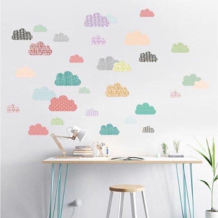 Наклейка пластик интерьерная цветная "Узорчатые облака" 50х70 см от компании Интернет-гипермаркет «MOLL» - фото 1