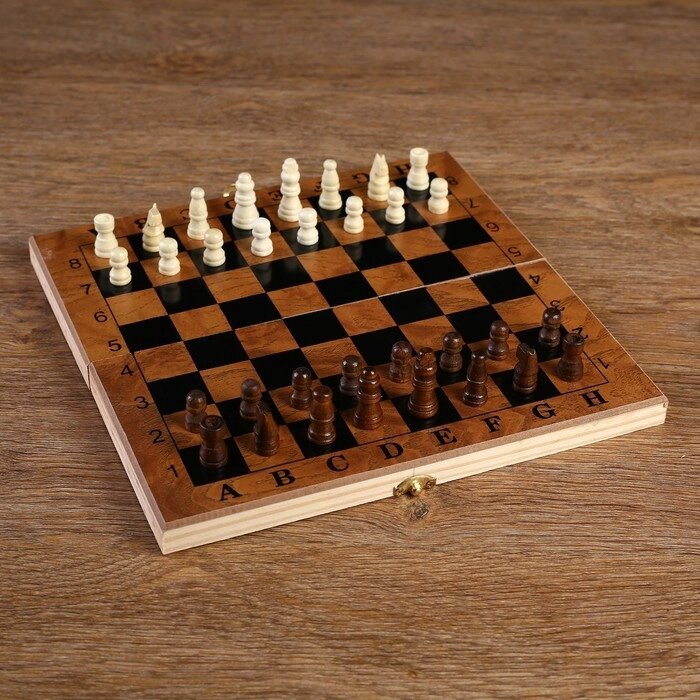 Настольная игра 3 в 1 "Цейтнот": шахматы, шашки, нарды, доска дерево 24х24 см от компании Интернет-гипермаркет «MOLL» - фото 1