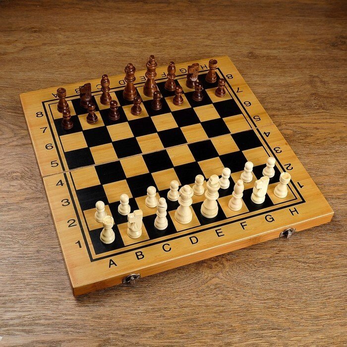 Настольная игра 3 в 1 "Король": нарды, шахматы, шашки, доска и фигуры дерево 39х39 см от компании Интернет-гипермаркет «MOLL» - фото 1