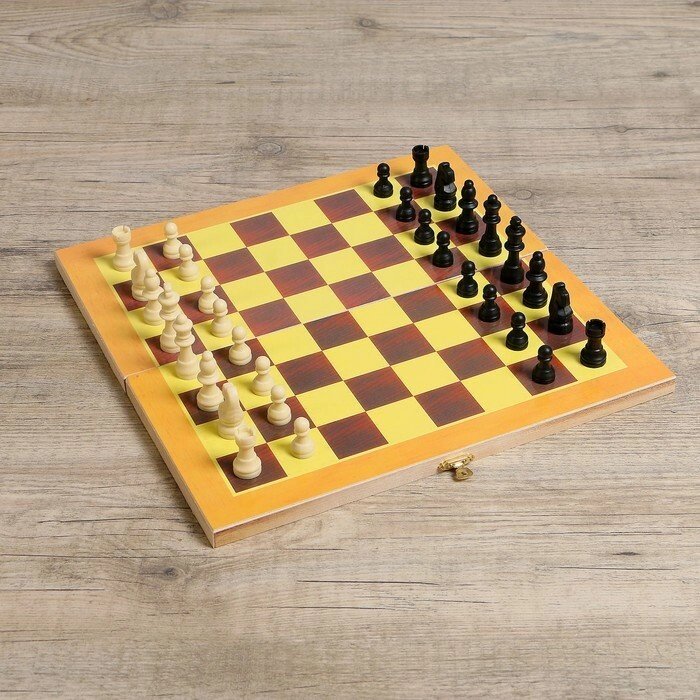 Настольная игра "Шахматы", фигуры пластик, доска дерево 34х34 см от компании Интернет-гипермаркет «MOLL» - фото 1