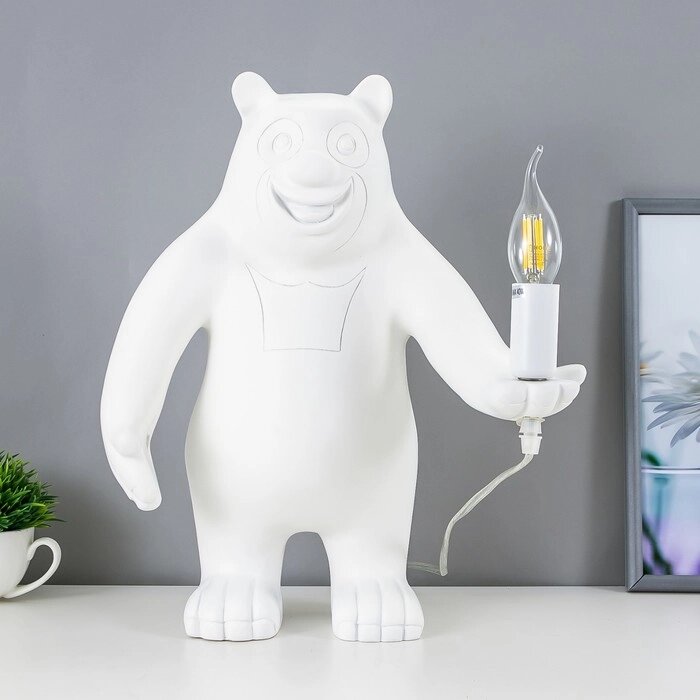 Настольная лампа Bear 1x40Вт E14 белый 30x30x41см от компании Интернет-гипермаркет «MOLL» - фото 1