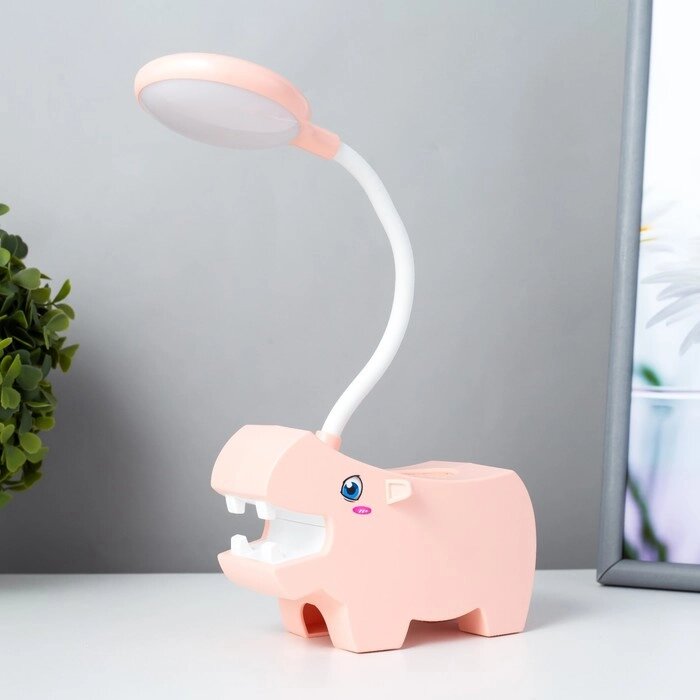 Настольная лампа "Бегемотик" LED USB АКБ розовый 7,5х13х29 см от компании Интернет-гипермаркет «MOLL» - фото 1