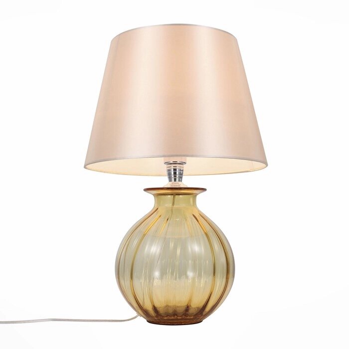 Настольная лампа CALMA, 60Вт E27, цвет хром, янтарный от компании Интернет-гипермаркет «MOLL» - фото 1