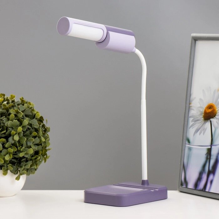 Настольная лампа "Лансер" LED 3,5Вт USB АКБ фиолетовый 11х15х45 см от компании Интернет-гипермаркет «MOLL» - фото 1