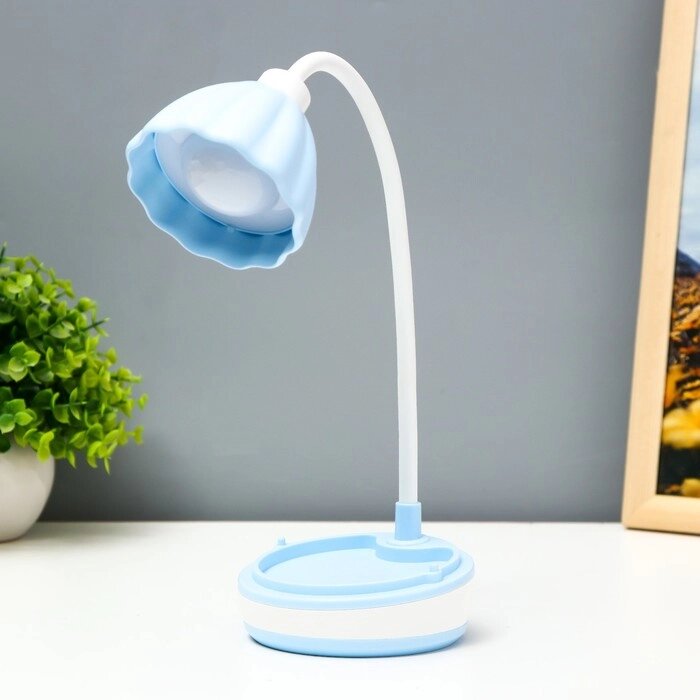 Настольная лампа "Лайни" LED 2Вт USB АКБ синий 10,5x10,5x37 см от компании Интернет-гипермаркет «MOLL» - фото 1