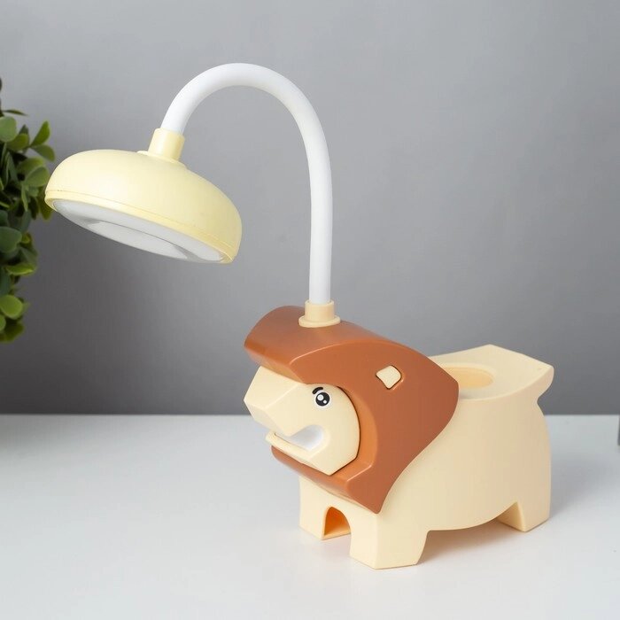 Настольная лампа "Львёнок" LED USB АКБ желто-шоколадный 7,5х13х29 см от компании Интернет-гипермаркет «MOLL» - фото 1