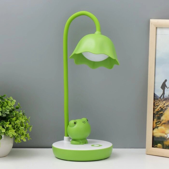 Настольная лампа "Лягушонок" LED 7Вт бело-зеленый 17х14х50 см от компании Интернет-гипермаркет «MOLL» - фото 1
