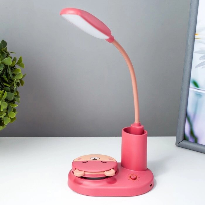 Настольная лампа "Мишка" LED 3Вт USB АКБ красный 12х8х31,5 см от компании Интернет-гипермаркет «MOLL» - фото 1