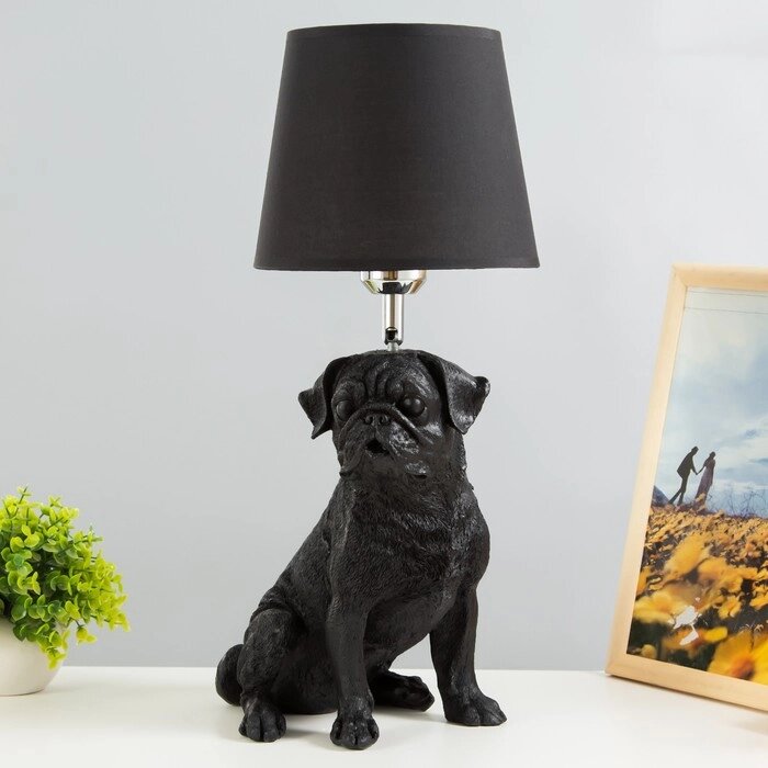 Настольная лампа "Мопс" Е27 40Вт черный 20х21х59см от компании Интернет-гипермаркет «MOLL» - фото 1