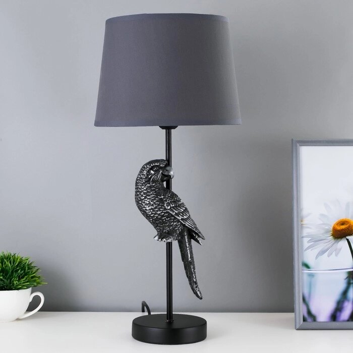 Настольная лампа "Попугай" E27 40Вт черно-серебряный 23,5х23,5х50 см от компании Интернет-гипермаркет «MOLL» - фото 1