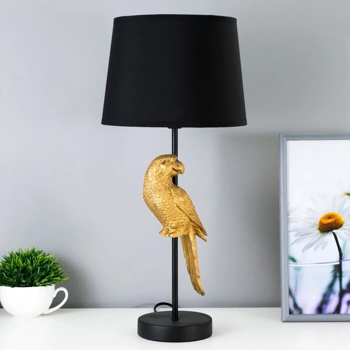 Настольная лампа "Попугай" E27 40Вт черно-золотой 23,5х23,5х50 см от компании Интернет-гипермаркет «MOLL» - фото 1
