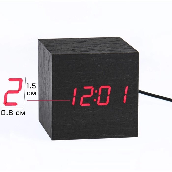 Настольные электронные часы "Цифра", красная индикация от компании Интернет-гипермаркет «MOLL» - фото 1