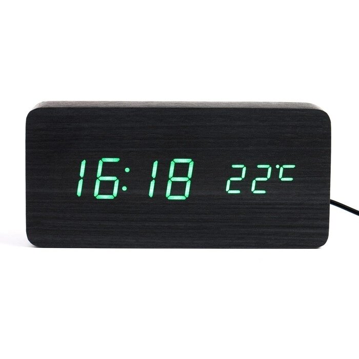 Настольные электронные часы "Цифра-Т", термометр, зелёная индикация от компании Интернет-гипермаркет «MOLL» - фото 1