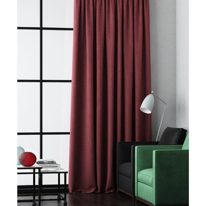 Негорючая портьера "Эклипсо", размер 145 х 280 см, цвет бордовый от компании Интернет-гипермаркет «MOLL» - фото 1